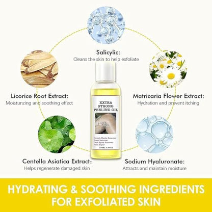Yellow Peeling Oil for Dark Skin - Extra Strength Strong Peeling Gel Exfoliating Solution for Body, All Skin Types Dead Skin Remover (3.87 Fl Oz / 110ML)