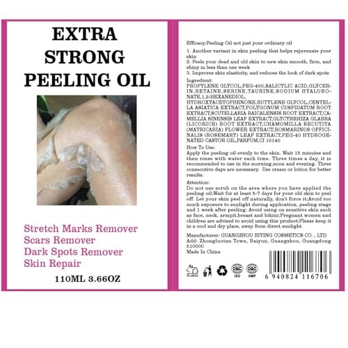 Yellow Peeling Oil for Dark Skin - Extra Strength Strong Peeling Gel Exfoliating Solution for Body, All Skin Types Dead Skin Remover (3.87 Fl Oz / 110ML) - görsel 17