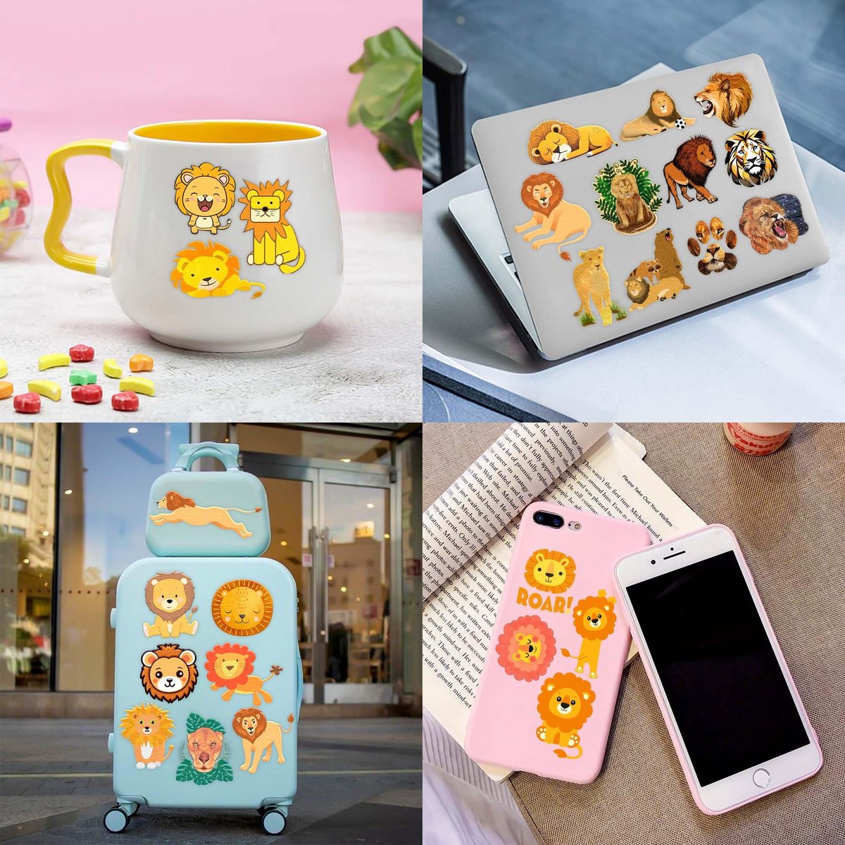 96 PCS Cute Lion Pre-Cut Temporary Tattoos – Safari Jungle Theme Party Decorations, Favors & Stickers for Kids, Adults, Boys, Girls, Classroom Gifts & Rewards - görsel 11