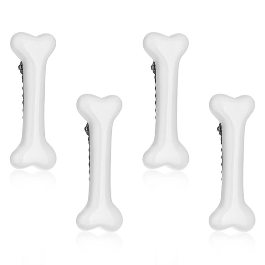 Mabor 4-Pack White Bone Hair Clips – Plastic Dog Bone Alligator Clips for Women, Halloween Cosplay, Daily Wear