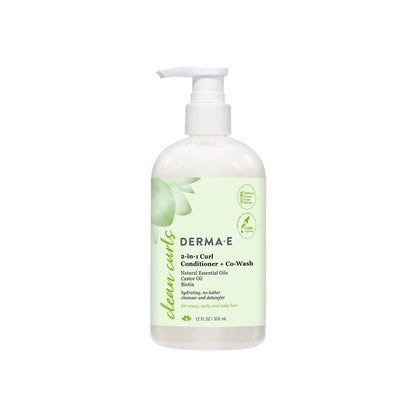 DERMA E Ramos 2-in-1 Curl Conditioner & Co-Wash, 12 Fl Oz - Sulfate-Free Gentle Cleanser & Detangler for Curly Hair Avelisse