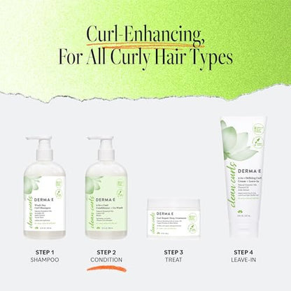 DERMA E Ramos 2-in-1 Curl Conditioner & Co-Wash, 12 Fl Oz - Sulfate-Free Gentle Cleanser & Detangler for Curly Hair Avelisse
