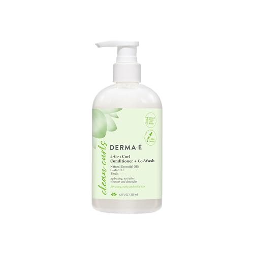 DERMA E Ramos 2-in-1 Curl Conditioner & Co-Wash, 12 Fl Oz - Sulfate-Free Gentle Cleanser & Detangler for Curly Hair Avelisse