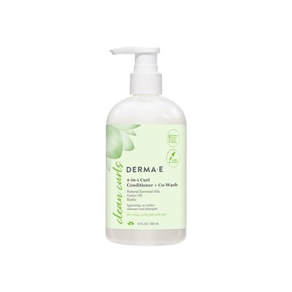 DERMA E Ramos 2-in-1 Curl Conditioner & Co-Wash, 12 Fl Oz - Sulfate-Free Gentle Cleanser & Detangler for Curly Hair Avelisse