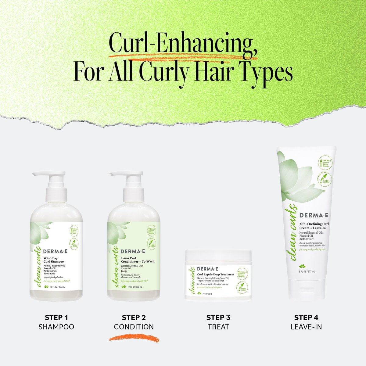 DERMA E Ramos 2-in-1 Curl Conditioner & Co-Wash, 12 Fl Oz - Sulfate-Free Gentle Cleanser & Detangler for Curly Hair Avelisse