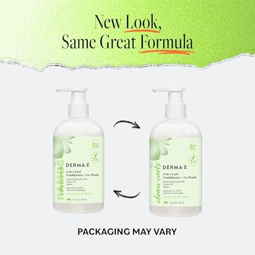 DERMA E Ramos 2-in-1 Curl Conditioner & Co-Wash, 12 Fl Oz - Sulfate-Free Gentle Cleanser & Detangler for Curly Hair Avelisse