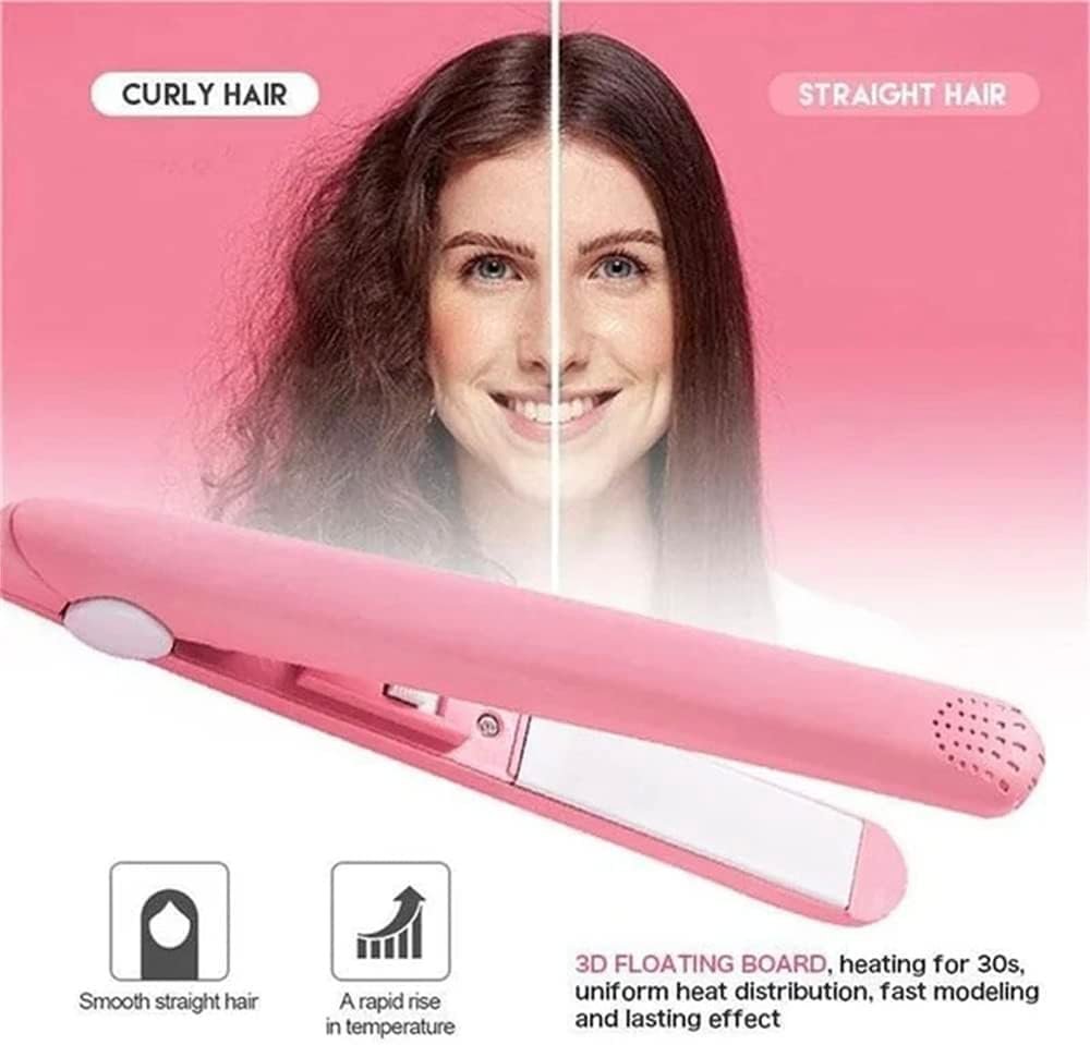 2024 New Purple Werdeny Mini Ceramic Hair Curler & Straightener, 2-in-1 Curling Iron with 1/2 Inch Barrel for Short and Fine Hair Avelisse
