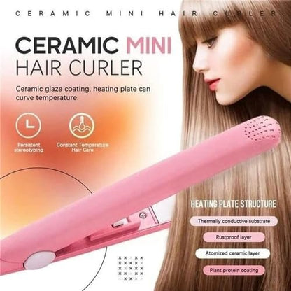 2024 New Purple Werdeny Mini Ceramic Hair Curler & Straightener, 2-in-1 Curling Iron with 1/2 Inch Barrel for Short and Fine Hair Avelisse