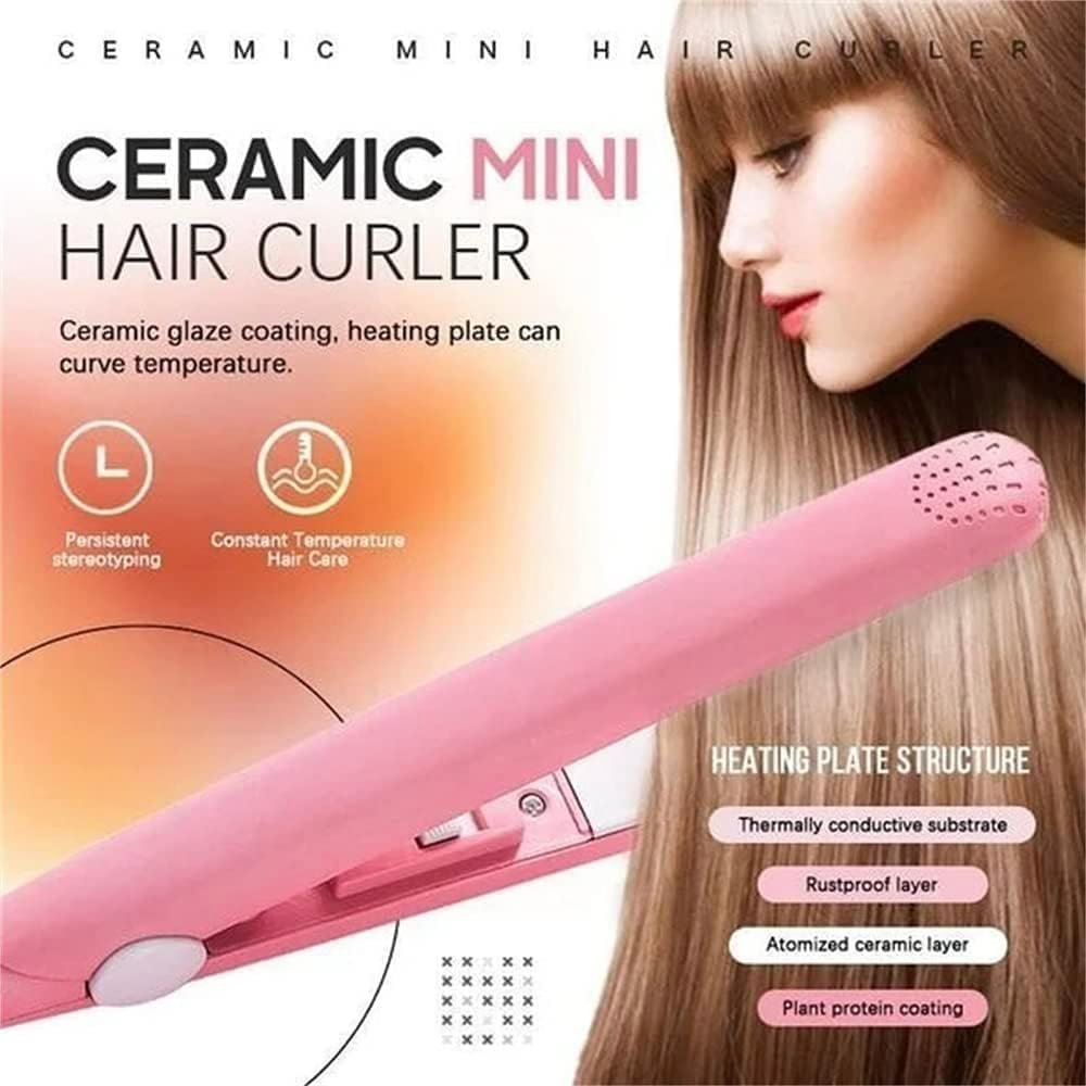 2024 New Purple Werdeny Mini Ceramic Hair Curler & Straightener, 2-in-1 Curling Iron with 1/2 Inch Barrel for Short and Fine Hair Avelisse