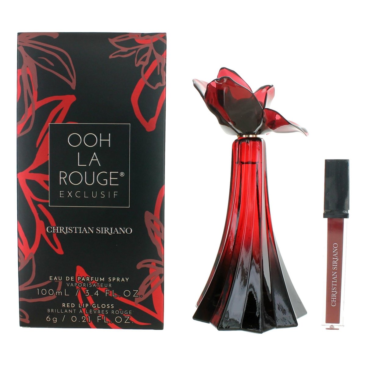 Ooh La Rouge Exclusif by Christian Siriano for Women - 2 Piece Gift Set: 3.4 oz Eau de Parfum Spray + 0.21 oz Red Lip Gloss Avelisse