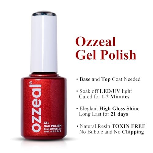 Ozzeal Dark Navy Blue Glitter Gel Nail Polish - Sparkle Shimmer Gel Polish for Fall Winter, Soak Off LED UV Gel for DIY Manicure, 0.5 Fl Oz - görsel 4