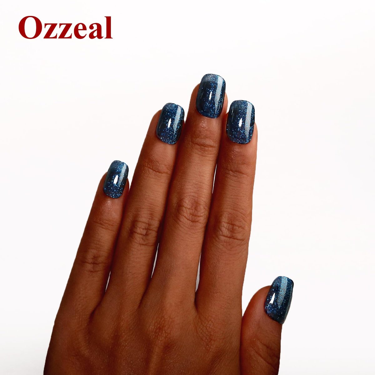 Ozzeal Dark Navy Blue Glitter Gel Nail Polish - Sparkle Shimmer Gel Polish for Fall Winter, Soak Off LED UV Gel for DIY Manicure, 0.5 Fl Oz - görsel 7