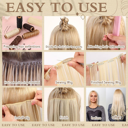Yuxung 2500 Pcs Hair Extensions Micro Rings Links Beads and 5 Rolls Sewing Thread with 10 C/J/I Needles Kit for Hair Extension Hand Sewing Wig DIY Craft Avelisse