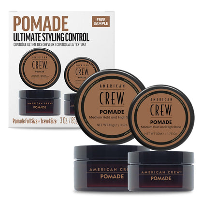 American Crew Men's Hair Pomade Duo Gift Set – Medium Hold & High Shine, Travel Size 2.35 oz Each Avelisse