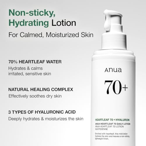 Anua Heartleaf Daily Lotion - Lightweight Face Moisturizer with Hyaluronic Acid for Sensitive Skin, Korean Skincare (200ml) Avelisse
