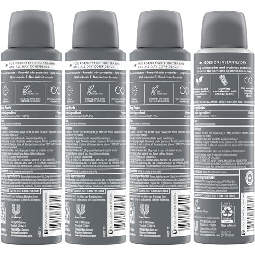 Dove Men+Care Dry Spray Antiperspirant Variety 4-Pack – 72H Sweat & Odor Protection, Non-Irritating with Vitamin E, 3.8 oz Each Avelisse