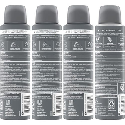 Dove Men+Care Dry Spray Antiperspirant Variety 4-Pack – 72H Sweat & Odor Protection, Non-Irritating with Vitamin E, 3.8 oz Each Avelisse