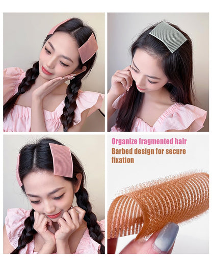 Snmzlc Hair Pad Pack 16 PCS - Bangs Patch for Men and Women, Nylon Hair Clips for Sectioning and Styling (Pink, Coffee, Dark Green, Dark Blue)