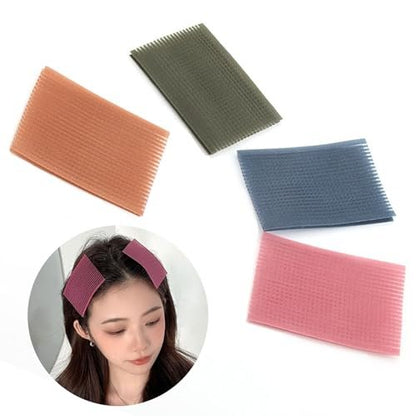 Snmzlc Hair Pad Pack 16 PCS - Bangs Patch for Men and Women, Nylon Hair Clips for Sectioning and Styling (Pink, Coffee, Dark Green, Dark Blue)