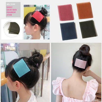 Snmzlc Hair Pad Pack 16 PCS - Bangs Patch for Men and Women, Nylon Hair Clips for Sectioning and Styling (Pink, Coffee, Dark Green, Dark Blue)