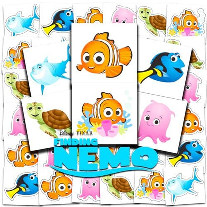 Disney Finding Nemo Temporary Tattoos Party Favors Bundle - 72 Perforated Individual 2x2 Inch Tattoos for Kids, Boys, Girls - Finding Dory Party Supplies Avelisse