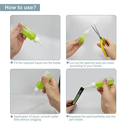 BlingKingdom 6-Pack 50ml Squeeze Applicator Bottles – Precision Plastic Glue Bottles for Hair Salon, Paint Art, Crafts, and Liquids - görsel 4
