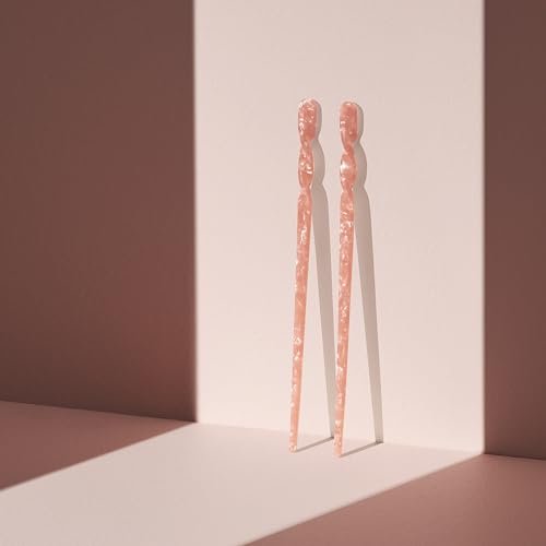 The Hair Edit Marble Pin Up Twists - Slim Hair Pin Sticks with Blush Marble Finish (2 Count) - görsel 10