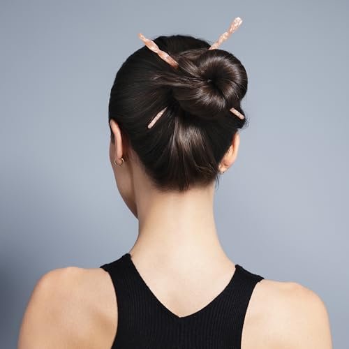 The Hair Edit Marble Pin Up Twists - Slim Hair Pin Sticks with Blush Marble Finish (2 Count) - görsel 4