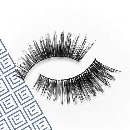 Eylure Press On Pre-Glued False Eyelashes, 3/4 Length Lashes, No. 005, 1 Pair - Natural Black Synthetic Lashes