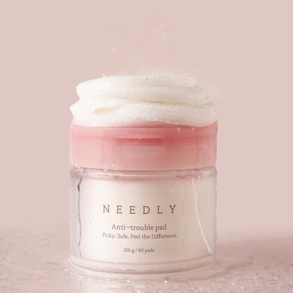 NEEDLY Anti-Trouble Pad - Exfoliating & Sebum Improvement with Quadruple Peeling Complex - 60 Count for Acne-Prone Skin