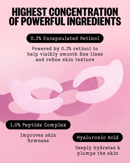 PEACE OUT Retinol Eye Lift Patches – 360° Biocellulose Mask with Encapsulated Retinol, Peptides & Hyaluronic Acid for Fine Lines & Wrinkles (5 Pairs) Avelisse