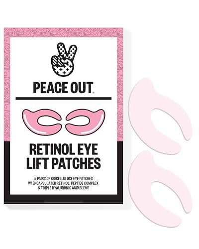 PEACE OUT Retinol Eye Lift Patches – 360° Biocellulose Mask with Encapsulated Retinol, Peptides & Hyaluronic Acid for Fine Lines & Wrinkles (5 Pairs) Avelisse