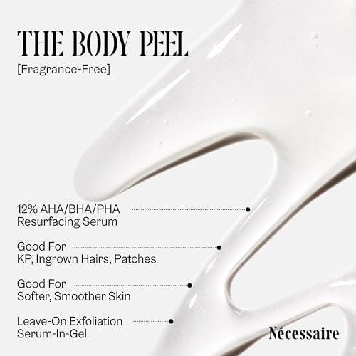 Nécessaire The Body Peel – Resurfacing Serum with 10% AHA, 1% BHA, 1% PHA for KP, Ingrowns, Strawberry Skin & Discoloration – Dermatologist-Tested, Hypoallergenic, Non-Comedogenic (150ml) Avelisse