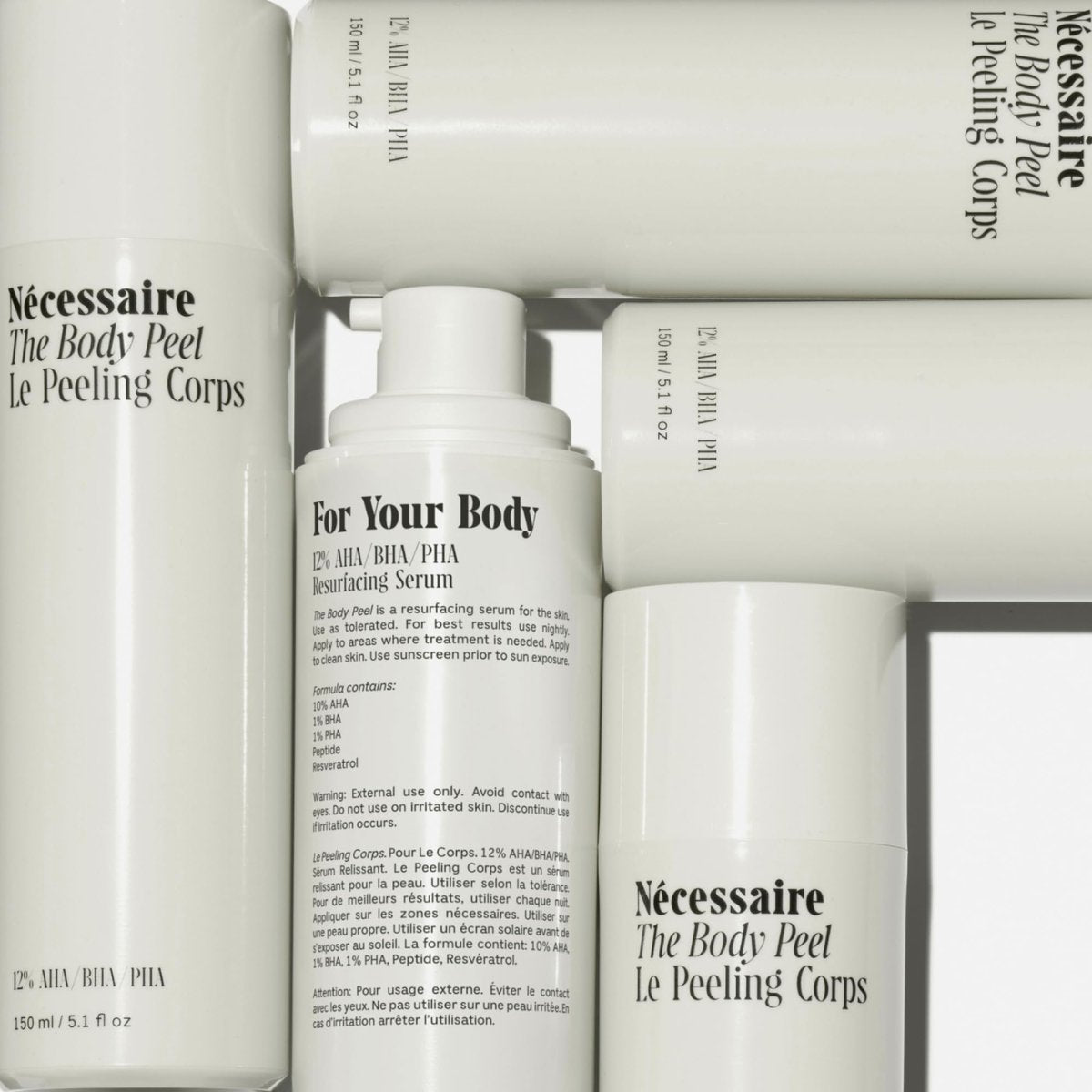 Nécessaire The Body Peel – Resurfacing Serum with 10% AHA, 1% BHA, 1% PHA for KP, Ingrowns, Strawberry Skin & Discoloration – Dermatologist-Tested, Hypoallergenic, Non-Comedogenic (150ml) Avelisse