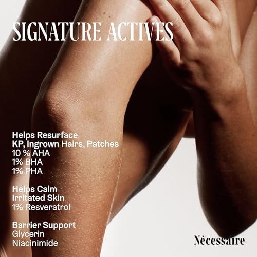Nécessaire The Body Peel – Resurfacing Serum with 10% AHA, 1% BHA, 1% PHA for KP, Ingrowns, Strawberry Skin & Discoloration – Dermatologist-Tested, Hypoallergenic, Non-Comedogenic (150ml) Avelisse