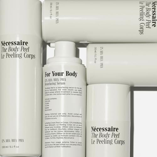 Nécessaire The Body Peel – Resurfacing Serum with 10% AHA, 1% BHA, 1% PHA for KP, Ingrowns, Strawberry Skin & Discoloration – Dermatologist-Tested, Hypoallergenic, Non-Comedogenic (150ml) Avelisse