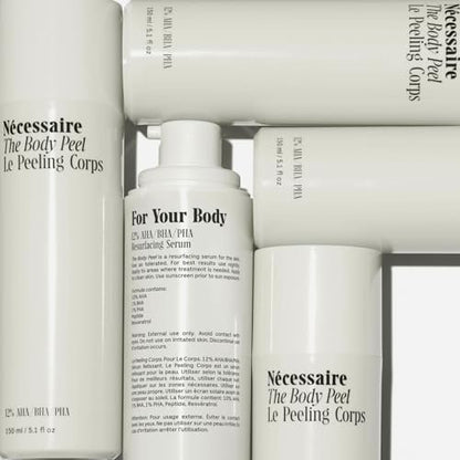 Nécessaire The Body Peel – Resurfacing Serum with 10% AHA, 1% BHA, 1% PHA for KP, Ingrowns, Strawberry Skin & Discoloration – Dermatologist-Tested, Hypoallergenic, Non-Comedogenic (150ml) Avelisse