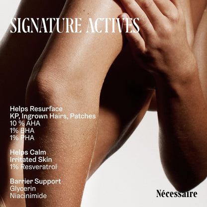 Nécessaire The Body Peel – Resurfacing Serum with 10% AHA, 1% BHA, 1% PHA for KP, Ingrowns, Strawberry Skin & Discoloration – Dermatologist-Tested, Hypoallergenic, Non-Comedogenic (150ml) Avelisse