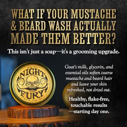 Beard & Mustache Wash 4oz Shampoo Bar Night Fury | Natural Beard Care | Men's Face Wash | Goat’s Milk Shampoo Bar Avelisse
