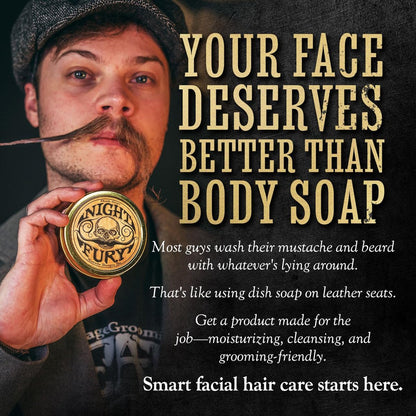 Beard & Mustache Wash 4oz Shampoo Bar Night Fury | Natural Beard Care | Men's Face Wash | Goat’s Milk Shampoo Bar Avelisse