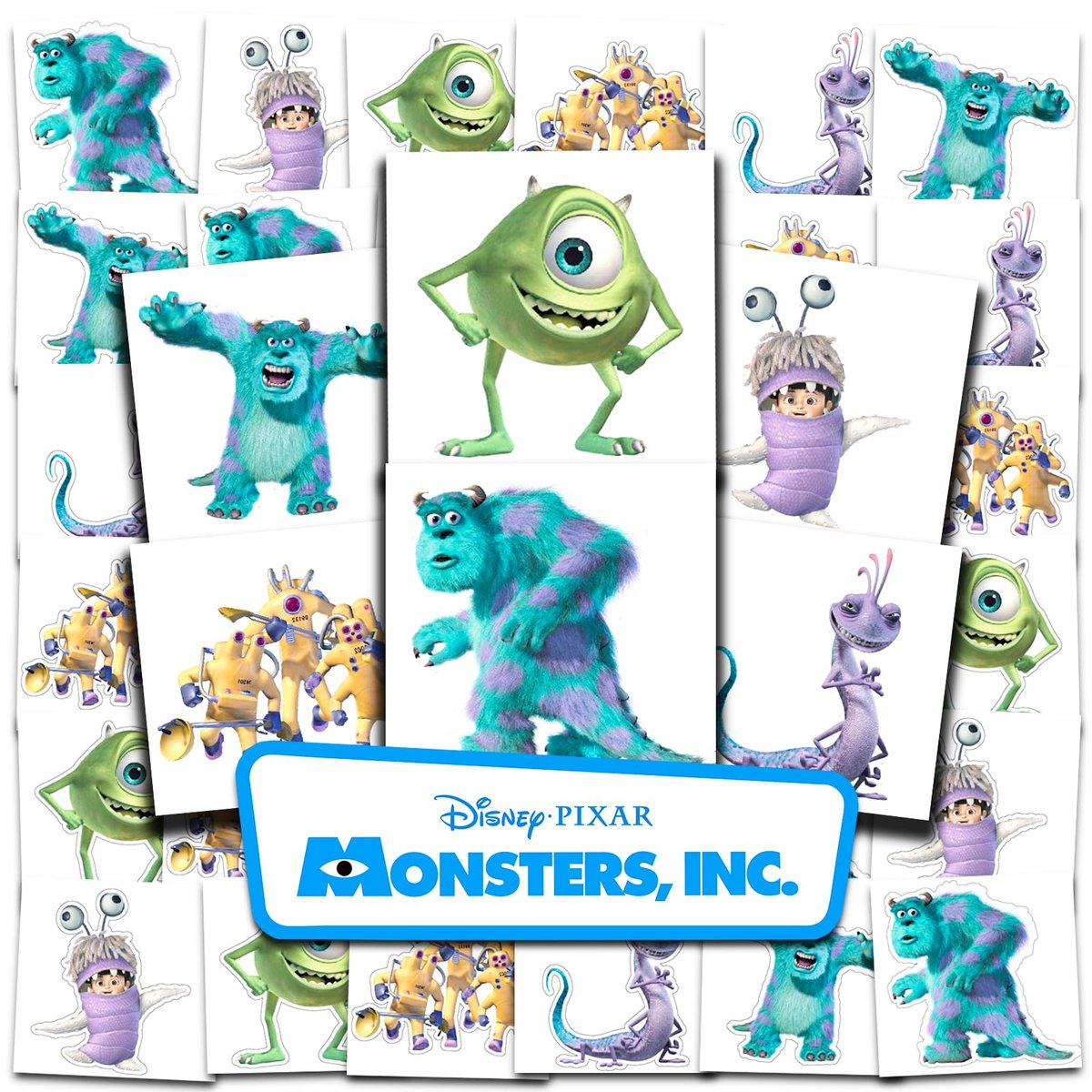 Disney Monsters Inc Temporary Tattoos Party Favors Bundle – 72 Perforated 2x2 Inch Tattoos for Kids, Boys, Girls | Monsters Inc Party Supplies - görsel 1