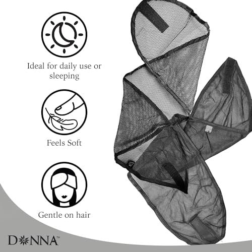 DONNA Satin Wrap & Mesh Wrap 2-Piece Set – Breathable Mesh Head and Satin Cap for Pixie Cut, Short Hair, and Everyday Styling (Black, One Size) - görsel 14
