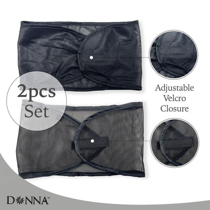 DONNA Satin Wrap & Mesh Wrap 2-Piece Set – Breathable Mesh Head and Satin Cap for Pixie Cut, Short Hair, and Everyday Styling (Black, One Size)