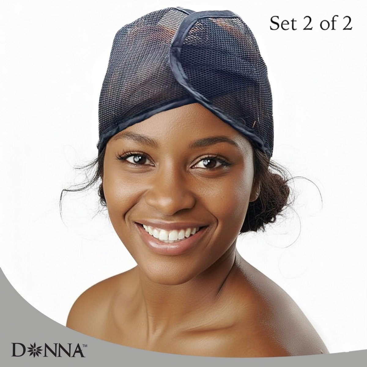 DONNA Satin Wrap & Mesh Wrap 2-Piece Set – Breathable Mesh Head and Satin Cap for Pixie Cut, Short Hair, and Everyday Styling (Black, One Size) - görsel 5