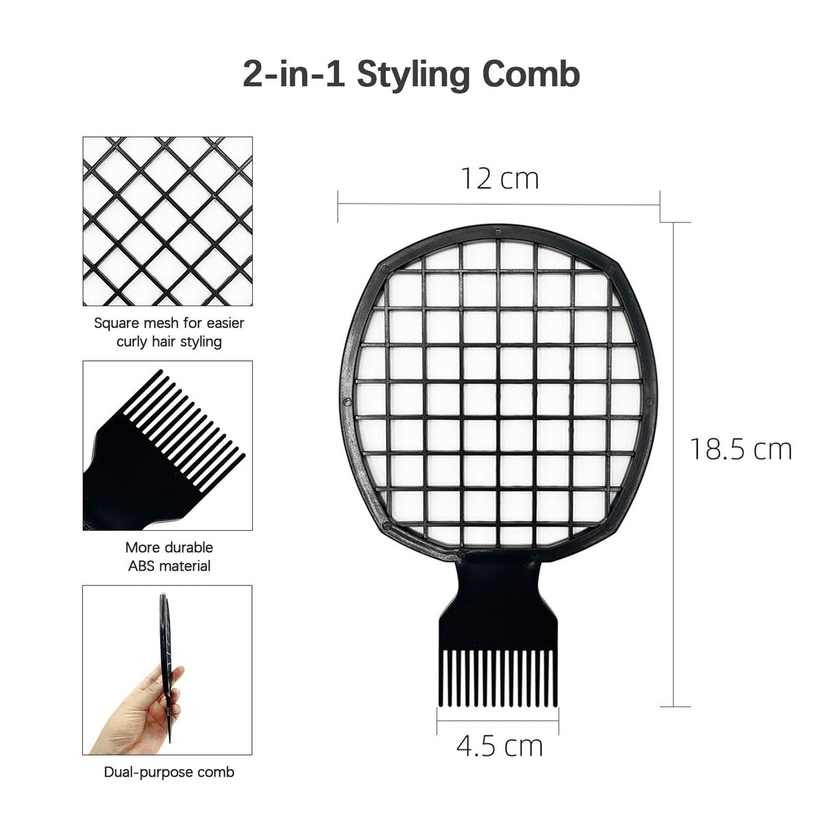 Kootinn 2Pcs Upgraded Twist Combs Hair Sponge Brush for Curls - Dual-Sided, Ergonomic, ABS Material, Lasts Over a Year - görsel 3