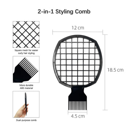 Kootinn 2Pcs Upgraded Twist Combs Hair Sponge Brush for Curls - Dual-Sided, Ergonomic, ABS Material, Lasts Over a Year