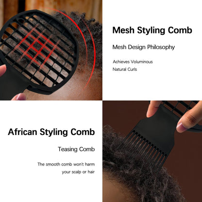 Kootinn 2Pcs Upgraded Twist Combs Hair Sponge Brush for Curls - Dual-Sided, Ergonomic, ABS Material, Lasts Over a Year