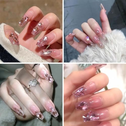 810 Pieces Multi Shapes Nail Rhinestones - Pink Glass Crystal Gems for Nail Art and DIY Crafts - görsel 12