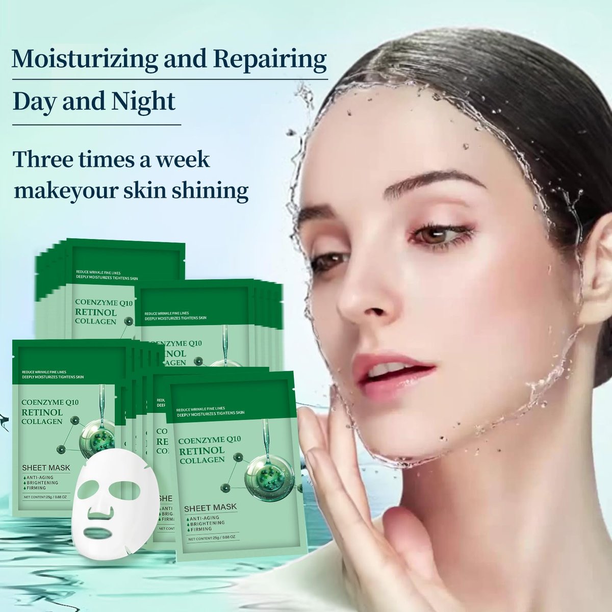 YAFUSIPE Collagen Face Sheet Mask Anti Aging Skin Care - 10 Pack with Retinol for Fine Lines, Wrinkles, Moisturizing - görsel 5