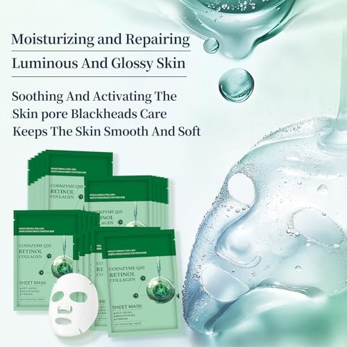 YAFUSIPE Collagen Face Sheet Mask Anti Aging Skin Care - 10 Pack with Retinol for Fine Lines, Wrinkles, Moisturizing - görsel 8